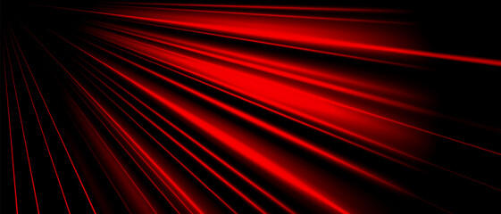 Abstract red light fast speed lines zoom motion dynamic on black technology data background vector illustration.