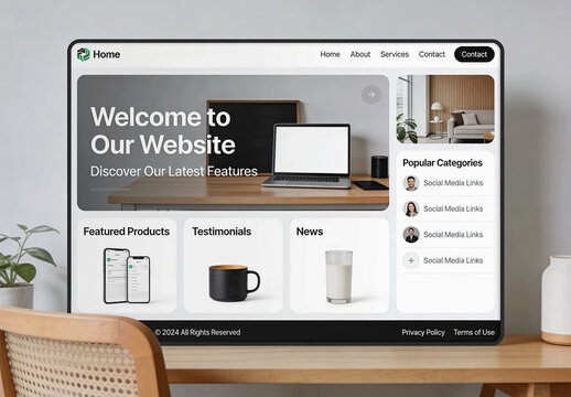 Website Display Office Desk Mockup