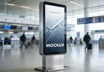 Airport Digital Display Stand Mockup