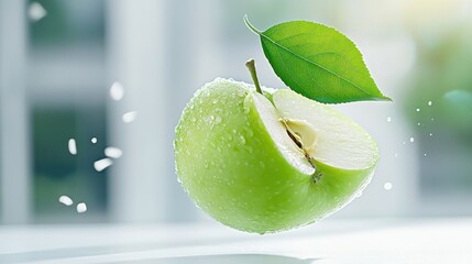Freshly cut green  with water droplets.