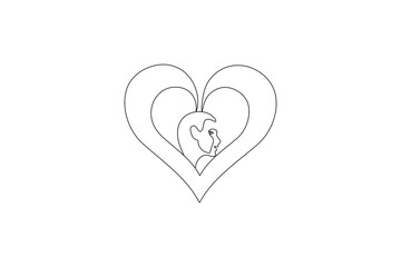 Hands forming heart shape in continuous one line drawing minimalist vector illustration
