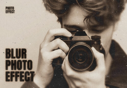 Retro Blur Photo Effect Mockup