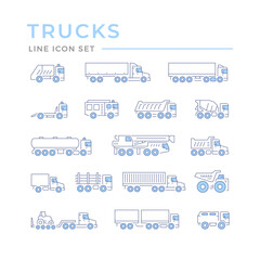 Set color line icons of trucks