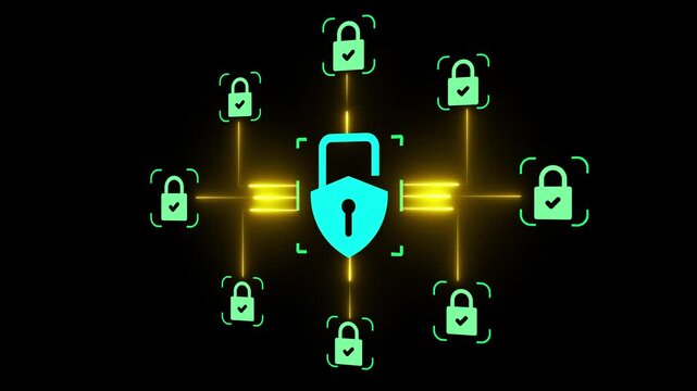 Access control system for network security. Secure multi-factor authentication and identity management. Motion graphics of access control concept. 4k animation.