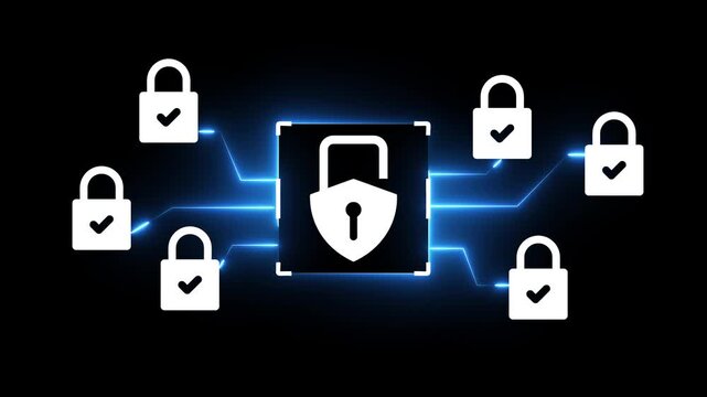 Access control system for network security. Secure multi-factor authentication and identity management. Motion graphics of access control concept. 4k animation.