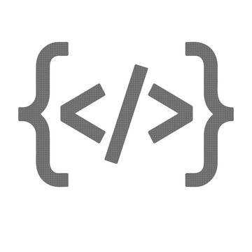 Programming Code Brackets Symbol Icon in Minimal Flat Gray Style Isolated on White Background