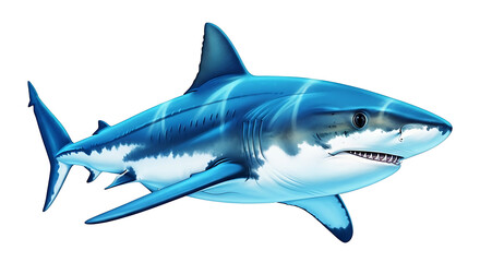 Fototapeta premium Majestic blue shark swimming with powerful fins and sharp teeth