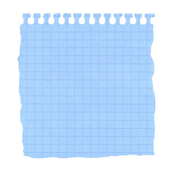 Retro Blue Graph Paper Sticky Note. Scrapbook Notepad with Ripped edge isolated element