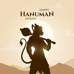 Happy Hanuman Jayanti Hindi Greeting, God Hanuman Background Design. A Hindu festival celebrated of lord hanuman birthday. Translation In English "Happy Hanuman Jayanti" © King Designz