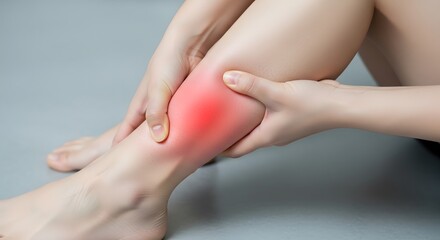 Fototapeta premium Person experiencing pain or discomfort in their ankle or foot