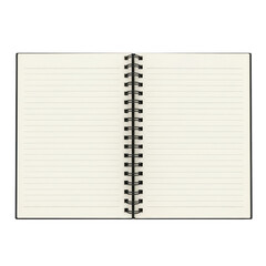 A spiral-bound notebook with blank pages ready for writing or drawing isolated on transparent background