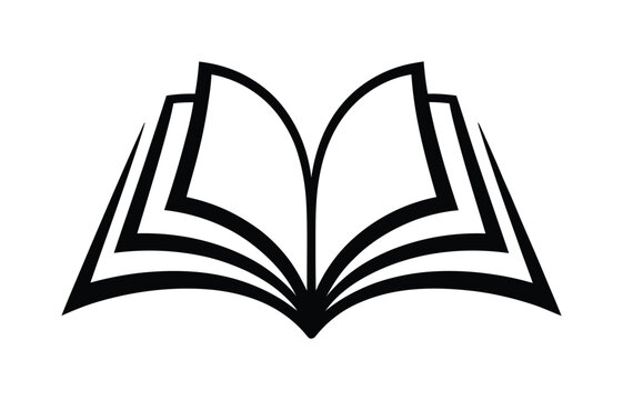 Vector of an open book with clean, minimalist design, symbolizing reading and knowledge.