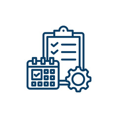Obraz premium Business planning and scheduling with calendar and checklist icons isolated on transparent background