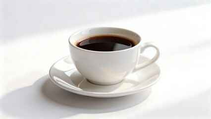 Obraz premium White cup of black coffee on saucer