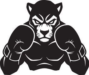 Obraz premium Strong Black Panther Graphic Illustration with Muscular Arms and Fierce Expression