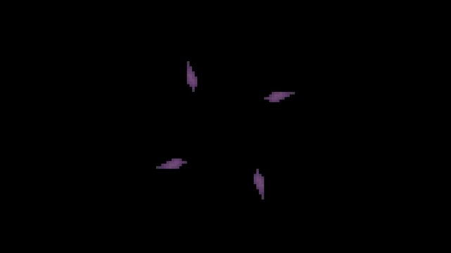 magical quartet flame skill in pixel art style with black screen background