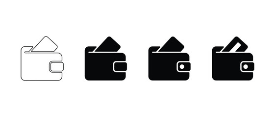 Minimal wallet set with cash and card, Black solid finance Payment vector