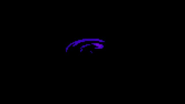 purple flame skill effect in pixel art style with black screen