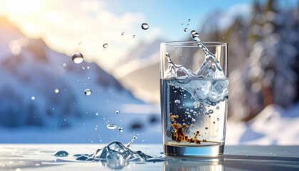 Macro shot of a pure water splash symbolizing freshness and clean resources