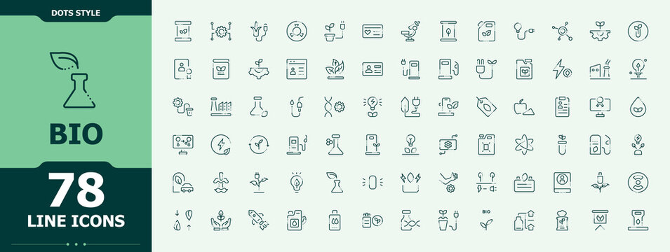 Bio icon collection. Minimal thin line web icons set. Editable vector. Bio icon set. Contains such symbols as science, chemical, lab, scientific, biology and more.