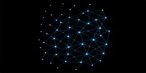 Abstract glowing blue star pattern creates a magic night sky background with a high-tech network design and shimmering winter holiday energy for a science-inspired wallpaper illustration © MONORA