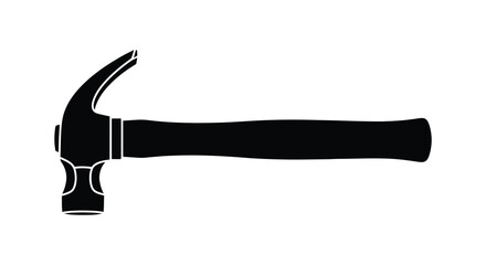 A striking black silhouette of a claw hammer a common tool for construction and home repair silhouette © Komla02