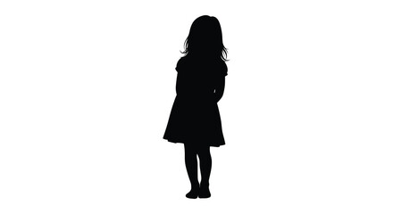 A young girl stands with her hands clasped facing forward rendered as a striking silhouette high quality professional © Komla02