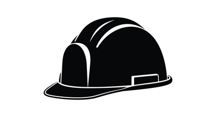 Fototapeta premium A stark black silhouette depicts a construction helmet with prominent highlights suggesting safety and industry silhouette high quality
