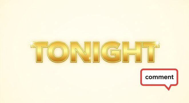 A gold text that says tonight with a comment bubble