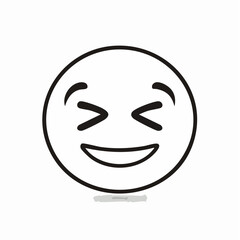 Obraz premium Simple black and white emoticon with winking eyes and smiling face.