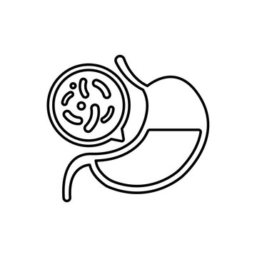 icon stomach microflora with beneficial bacteria inside the digestive organ, isolated against a clean background