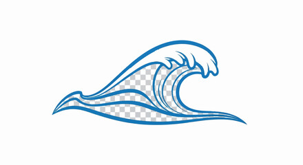 Stylized blue wave with transparent background, suggesting motion
