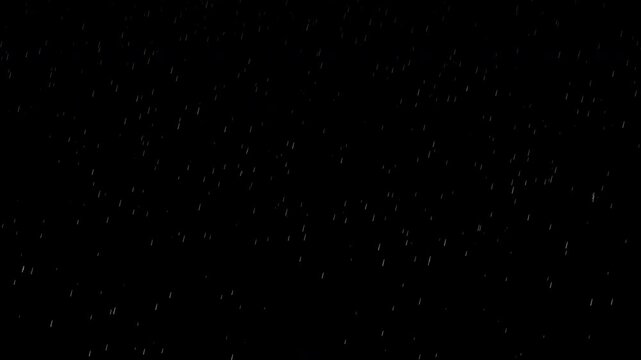4K heavy rain falling on black background, realistic rainfall animation
