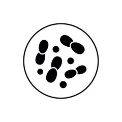 icon bacteria analysis with microorganisms inside a petri dish, isolated against a clean background.
