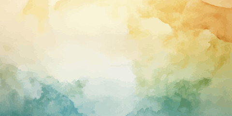 Obraz premium Abstract Watercolor Background with Soft Yellow, Green, and Teal Hues