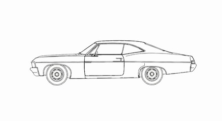 Obraz premium Side profile outline of a vintage two-door coupe car