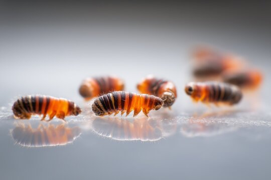New World screwworm fly larvae crawling on smooth surface,  science  laboratory