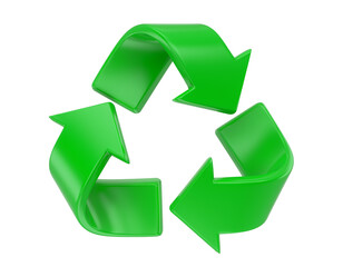 Obraz premium Green 3d recycle symbol png, glossy eco friendly recycling on transparent background 