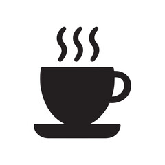 Hot Coffee Cup Silhouette Icon Vector On White Background 