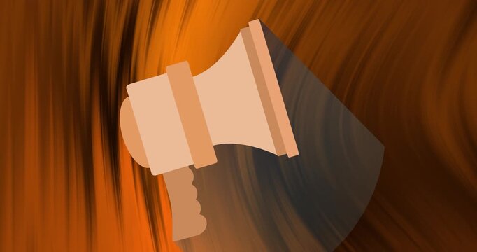 Animation of megaphone icon over light trails on black backrgound