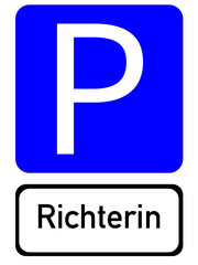 Illustration of a blue parking sign with the inscription "Richterin"