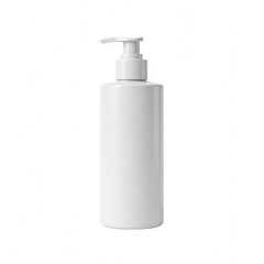 A white plastic bottle with a pump dispenser isolated on transparent background