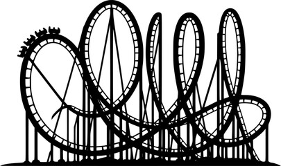 Rollercoaster silhouette vector. Rollercoaster Black flat icon illustration
