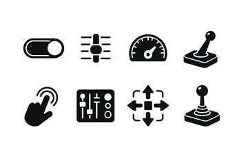 Various control icons: switch, slider, speedometer, joystick, touch, and directional pad