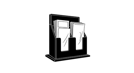 Black Brochure Holder Displaying Leaflets and Flyers