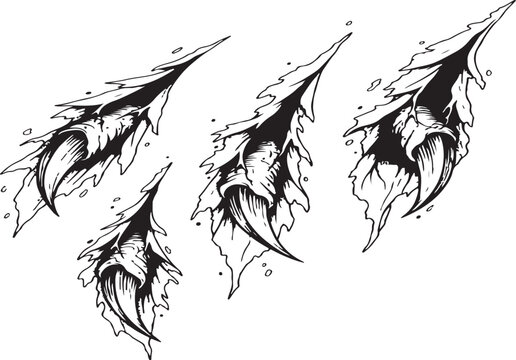 Emphasizes the bird-of-prey or dinosaur-like sharpness of the curved claws.
