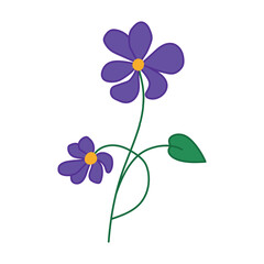 Beautiful purple flower. Stylized pansy flower. Isolated on a white background.