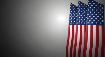 Obraz premium American flag background with stars and stripes in patriotic red white and blue vector illustration style