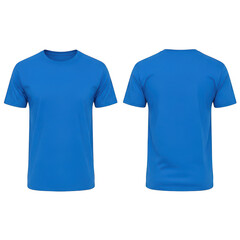 Naklejka premium Two blue t-shirts displayed side by side against a white background isolated on transparent background