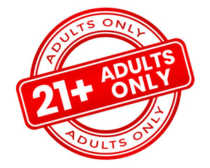 21+ adults only round stamp symbol element red png file transparent background